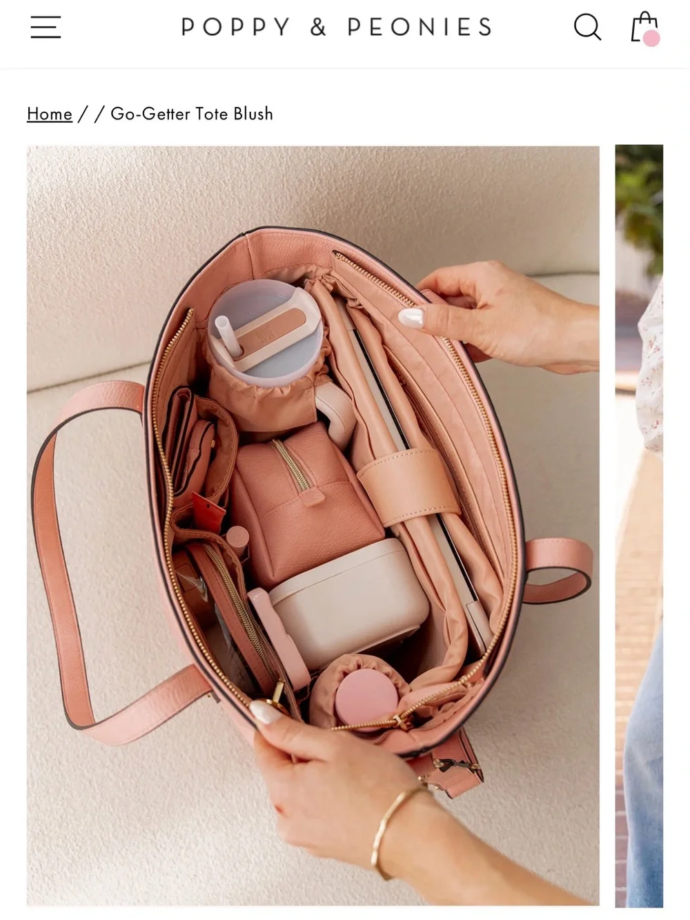 NWT Poppy and Peonies Go-Getter Tote Blush